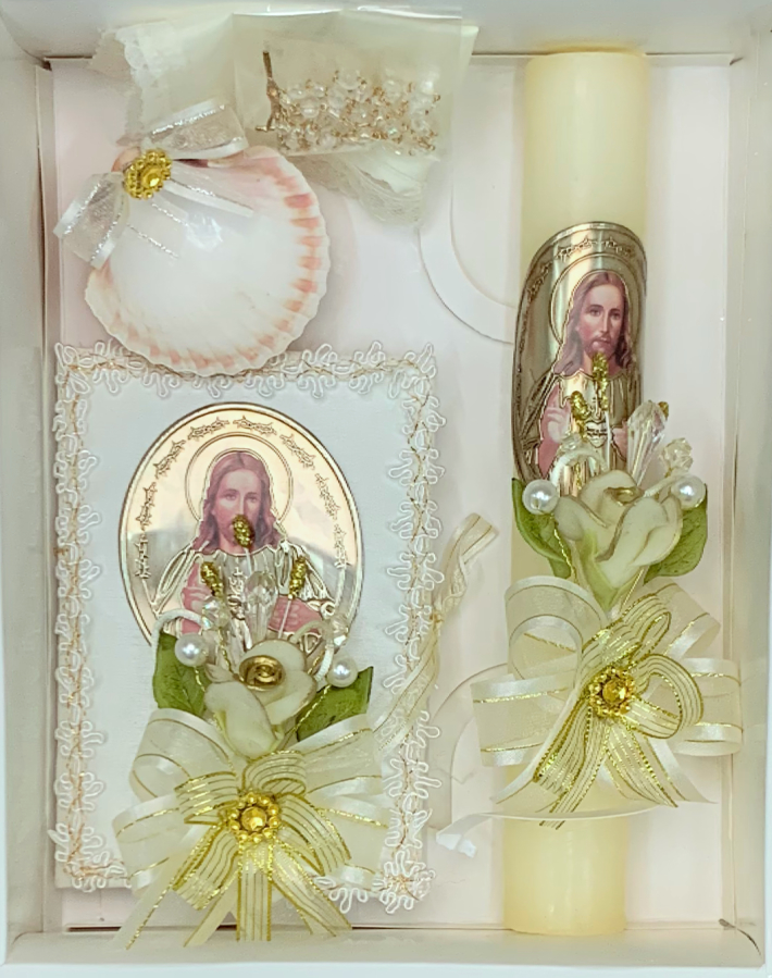 ab-009 baptism candle ivory