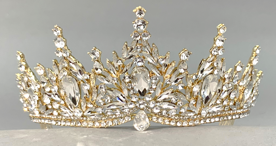 quinceanera tiara gold v-9007