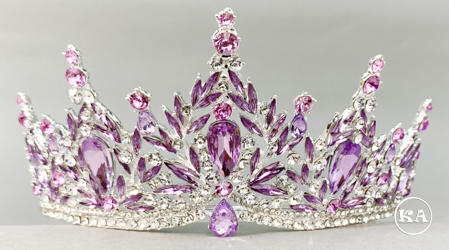 quinceanera tiara v-9007  lilac with silver