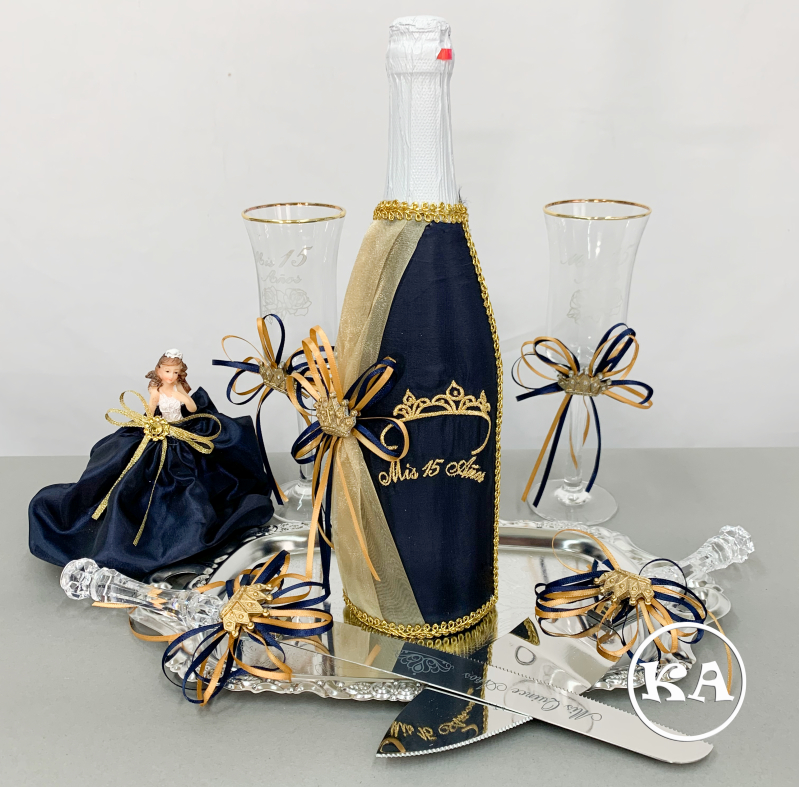 124 brindis set navy blue with gold